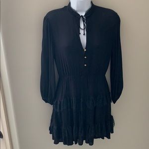 Black button down neck tie Dress